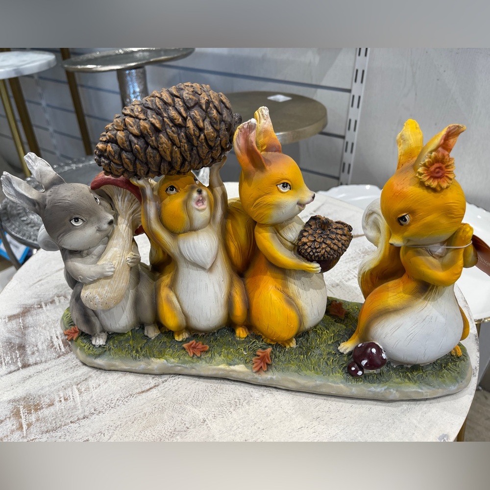 Fall Woodland Squirrels Flirting Tabletop Decor Resin Figure Martha Stewart NwT